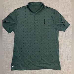 GREEN ADIDAS MEN’S PERFORMANCE PINE TREE POLO- LAKE GEORGE EDITION